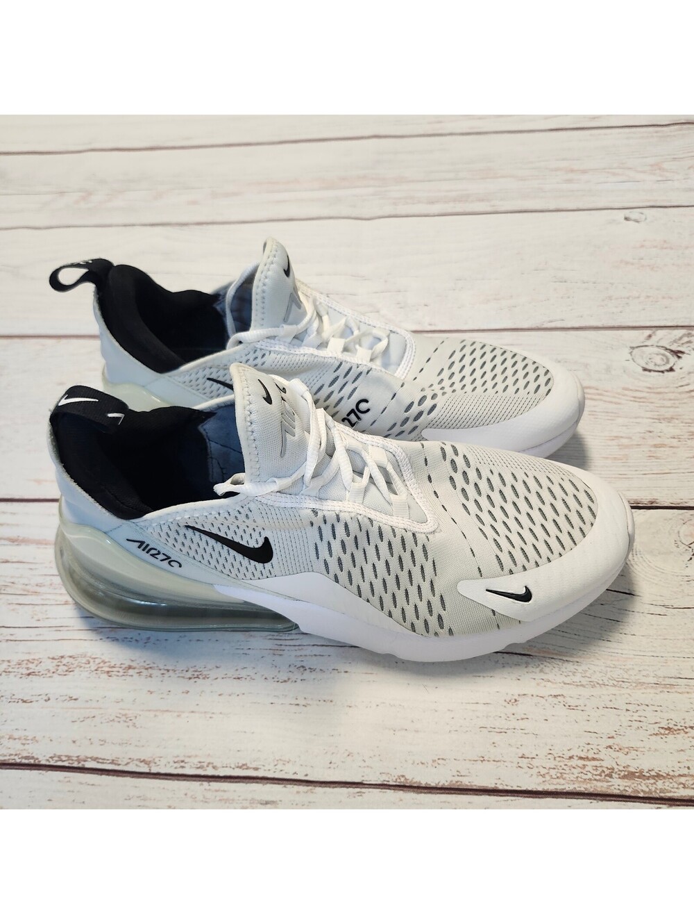 Nike Air Max 270 White Black Athletic Sneakers Size 10
